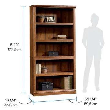 Stylish Sauder 5-Shelf Bookcase in Cherry Finish