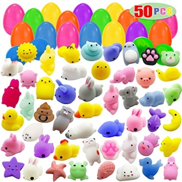 50 Prefilled Mochi Squishy Easter Eggs for Kids Fun