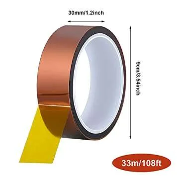 Outus High Temperature Tape - Polyimide Heat Resistant Tape for Electronics, 3D Printers & DIY Crafts (Dark Brown, 30 mm Wide)
