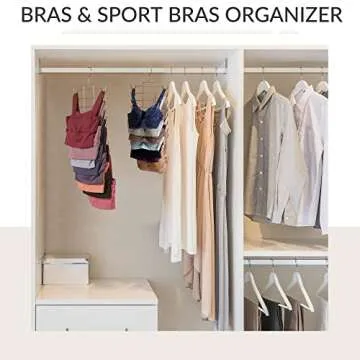 ZEDODIER Tank Top Hanger, 4 Pack Space Saving Bra Hangers, Non-Slip Hanging Sport Bras Holder, Closet Organizers and Storage for Camisoles Tank Tops Bras Ties Swimsuits Strappy Dress, Rose Gold