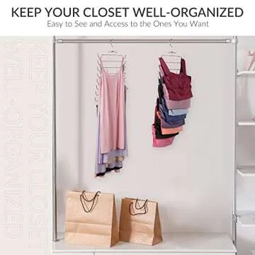 ZEDODIER Tank Top Hanger, 4 Pack Space Saving Bra Hangers, Non-Slip Hanging Sport Bras Holder, Closet Organizers and Storage for Camisoles Tank Tops Bras Ties Swimsuits Strappy Dress, Rose Gold