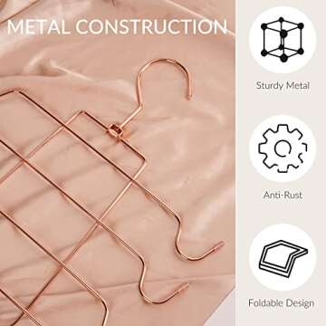ZEDODIER Tank Top Hanger, 4 Pack Space Saving Bra Hangers, Non-Slip Hanging Sport Bras Holder, Closet Organizers and Storage for Camisoles Tank Tops Bras Ties Swimsuits Strappy Dress, Rose Gold