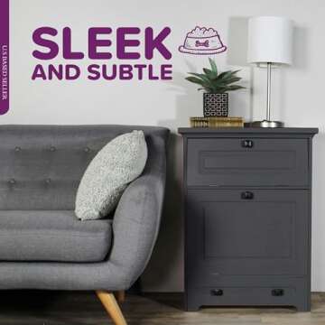 MiMu Raised Dog Bowl Stand with Dog Food Storage Cabinet - Black Dog Feeder Station with Storage - Cat Feeding Station Furniture - Pet Feeder Station Storage Cabinet - Dog Food Bowl Stand