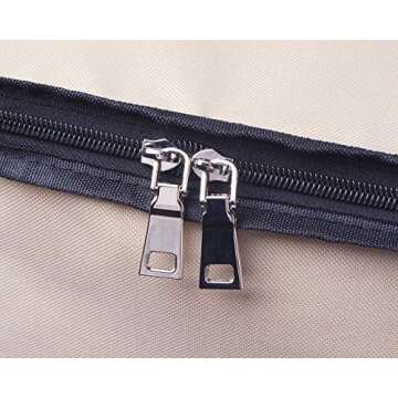 LONGTEAM 2PCS Oxford Comforter Storage Bags Home Pillow Beddings Blanket Clothes Breathable Organizers with Zippers, Clear Windows and Carry Handles (Beige, 2 Packs)