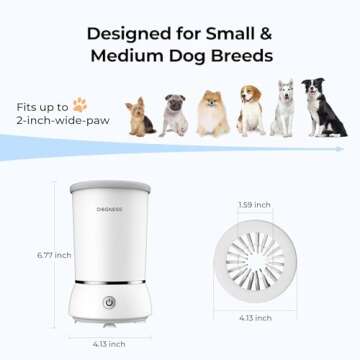 DOGNESS Automatic Dog Paw Cleaner, Dog Paw Washer For Small and Medium-sized Dog, Paw Cleaner For Dogs and Cats (White)