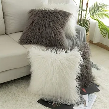 Kevin Textile Shaggy Velvet Faux Fur Pillow Covers Set