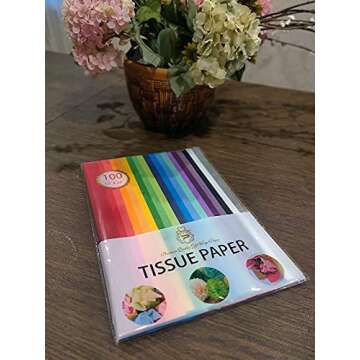 Tissue Paper for Gift Wrapping (100 Sheets) 20 Assorted Colors, Gift Bags, Packaging, Floral, Birthday, Holidays, Christmas, Halloween, and DIY Crafts