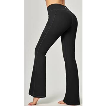 Heathyoga Women's Yoga Pants with Pockets for Women Bootcut Wide Leg Pants for Women High Waisted Workout Pants Black