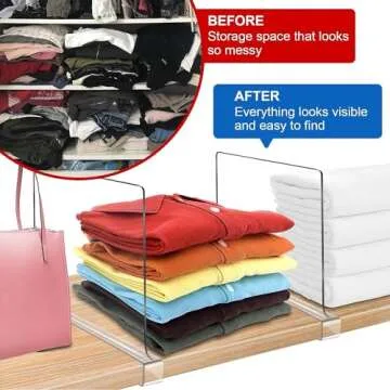 Acrylic Shelf Dividers, Clear Shelf Divider for Closet Organization 12PCS Closet Shelf Divider Closet Dividers for Shelves Shelf Organizer for Closet Shelf Organizer for Wood Closet Cabinets Separator