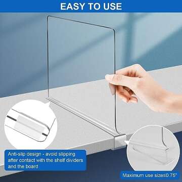 Acrylic Shelf Dividers, Clear Shelf Divider for Closet Organization 12PCS Closet Shelf Divider Closet Dividers for Shelves Shelf Organizer for Closet Shelf Organizer for Wood Closet Cabinets Separator