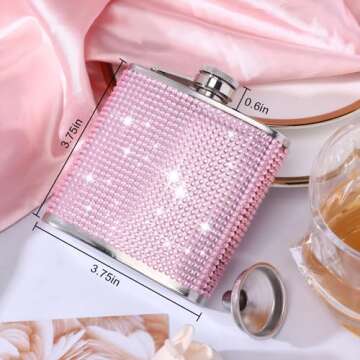 Stylish Pink Rhinestone Flask for Women - 6Oz Leakproof