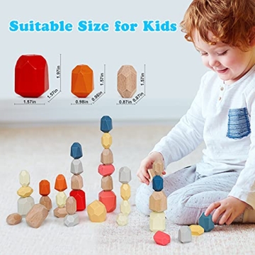 Colorful Wooden Stacking Rocks for Kids Development