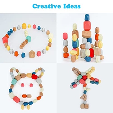 Colorful Wooden Stacking Rocks for Kids Development