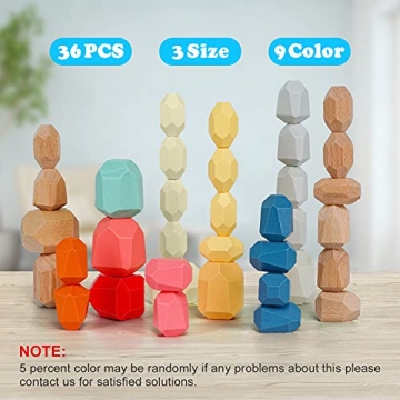 Colorful Wooden Stacking Rocks for Kids Development