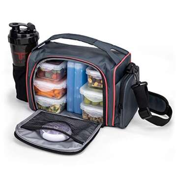 ThinkFit Insulated Meal Prep Lunch Box: 6 Containers, Pill Organizer & Shaker Cup