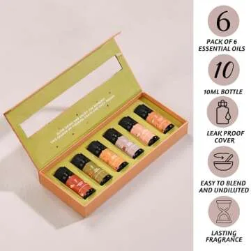 Folkulture Essential Oils for Diffuser Oil, Essential Oils Set of 6 x 0.34 fl oz, 60 ml Fragrance Oi...