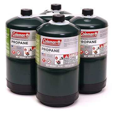 Coleman Propane Camping Gas Cylinder 4 Pack - Reliable 16oz Fuel for Outdoor Cooking