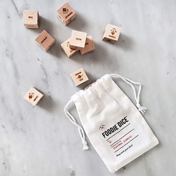 Two Tumbleweeds Foodie Dice® No. 1 Seasonal Dinners (pouch) - Classic Edition // Laser engraved wood food dice for cooking inspiration/Foodie gift, cooking gift, christmas gift, stocking stuffer