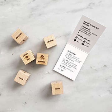 Two Tumbleweeds Foodie Dice® No. 1 Seasonal Dinners (pouch) - Classic Edition // Laser engraved wood food dice for cooking inspiration/Foodie gift, cooking gift, christmas gift, stocking stuffer