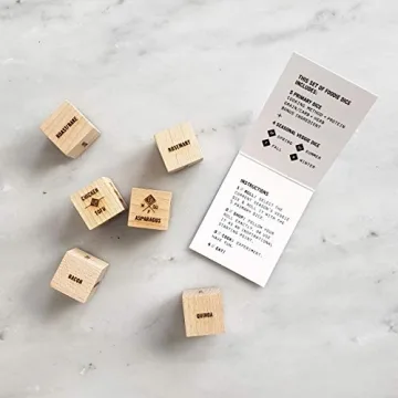 Two Tumbleweeds Foodie Dice® No. 1 Seasonal Dinners (pouch) - Classic Edition // Laser engraved wood food dice for cooking inspiration/Foodie gift, cooking gift, christmas gift, stocking stuffer