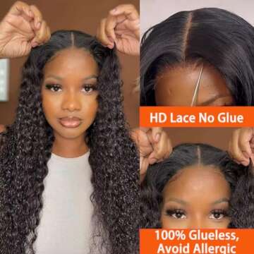 Amanda Wear And Go Glueless Wigs Human Hair Pre Cut Lace 6x4 Deep Wave Wig 180 Density Human Hair Wi...