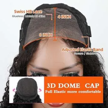 Amanda Wear And Go Glueless Wigs Human Hair Pre Cut Lace 6x4 Deep Wave Wig 180 Density Human Hair Wig Glue HD Lace Front Wig Human Hair 18 Inch