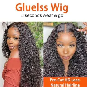 Amanda Wear And Go Glueless Wigs Human Hair Pre Cut Lace 6x4 Deep Wave Wig 180 Density Human Hair Wig Glue HD Lace Front Wig Human Hair 18 Inch