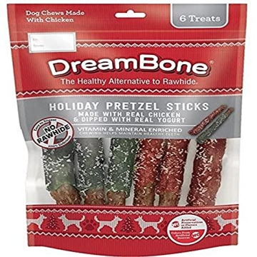 DreamBone Holiday Pretzel Sticks - Festive Rawhide-Free Chews for Dogs