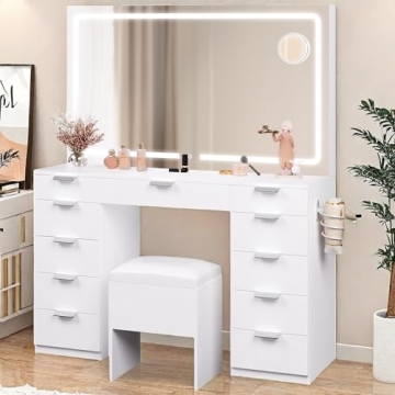 YITAHOME Makeup Vanity with LED Mirror & Storage Bench