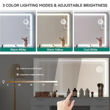 YITAHOME Makeup Vanity with LED Mirror & Storage Bench