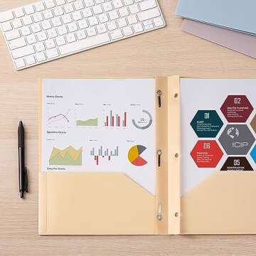 Mr. Pen- Plastic Folders with Pockets and Prong, 5 Pack, Vintage Colors, Pocket Folders, Folders with Prongs, File Folders with Fasteners, 2 Pocket Folder, Folder with Pockets, Two Pocket Folder