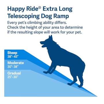 PetSafe Happy Ride Extra Long Telescoping Dog Ramp, Portable Pet Ramp for Cars, Trucks & SUVs with Adjustable Sizing
