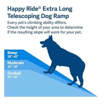 PetSafe Happy Ride Extra Long Telescoping Dog Ramp, Portable Pet Ramp for Cars, Trucks & SUVs with Adjustable Sizing