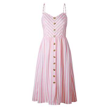 Angashion Women's Summer Floral Midi Dress - Bohemian Spaghetti Strap