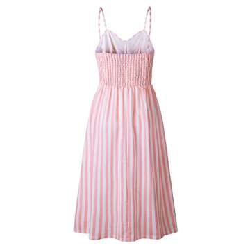 Angashion Summer Floral Spaghetti Strap Midi Dress