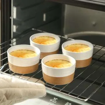 Hasense 4oz Ramekins - Elegant Oven Safe Mini Dishes
