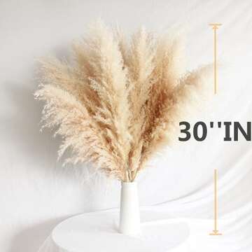 14 Stems 30" inch Dried Pampas Grass Decor Tall, Large Pompas Grass, Boho Neutral Home Decor Bouquet, Fluffy Pampass Grass for Floor Vase Wedding Floral Arrangements Wall Farmhouse Table Decor
