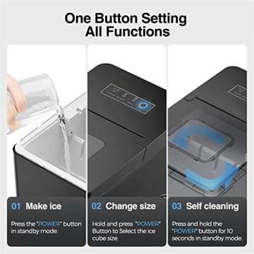 NEEDONE Countertop Ice Maker, 33lbs in 24H Ice Machine, 9 Cubes Ready in 7 Mins Self-Cleaning Ice Cube Makers with Scoop und Basket, 2 Sizes of Bullet Ice for Home Kitchen Office Bar