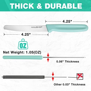 HAUSHOF 6-Piece Steak Knife Set - Premium Serrated Knives in Color