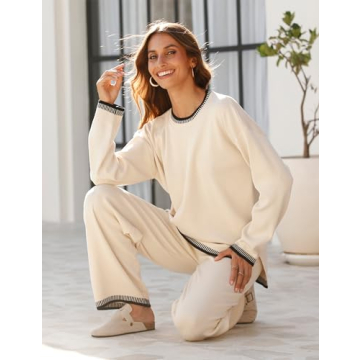 Lentta Women's Knit Sweater Wide Leg Pants Lounge Set