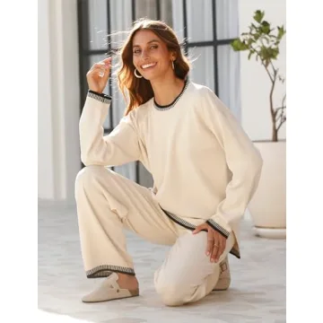 Lentta Women's Knit Sweater Wide Leg Pants Lounge Set