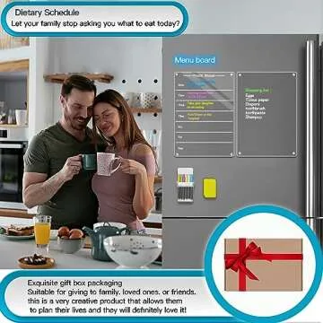 Todkoding 2 PCS 9"x13" Clear Weekly Meal Planner Magnetic Acrylic Board,Acrylic Magnetic Dry Erase Board for Fridge, Magnet Week Calendar for Refrigerator Includes 6 Colors Markers and Pen Container