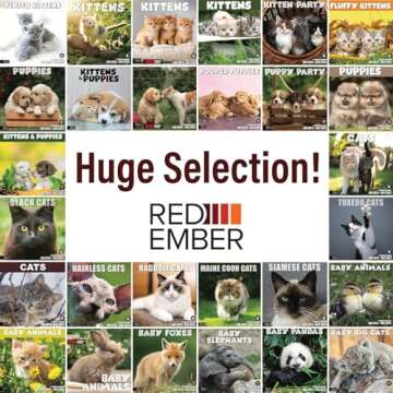 RED EMBER Baby Animals 2025 Wall Calendar 12 Month | 12" x 24" Open | Thick & Sturdy Paper | Giftable | Animal Calendar 2025