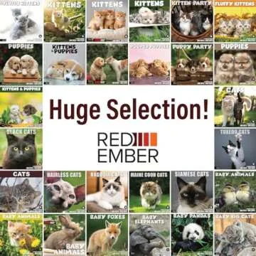 RED EMBER Baby Animals 2025 Wall Calendar 12 Month | 12" x 24" Open | Thick & Sturdy Paper | Giftable | Animal Calendar 2025