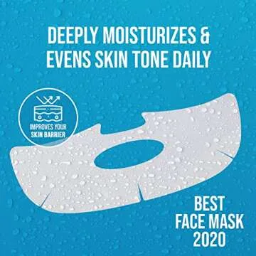 masque BAR Shield & Soothe Hydrogel Facial Mask, Korean Face Sheet Mask, Hydrating Sheet Mask, Calming Moisture Mask with Aloe Vera, Skin Care for Prolonged Use of Safety Face Masks, Pack of 6
