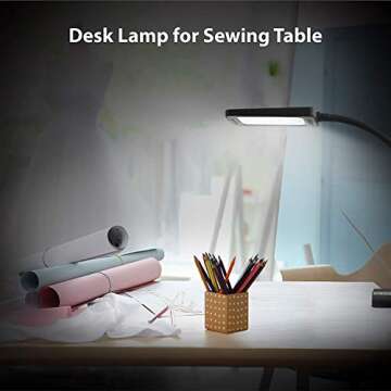 TROND Desk Lamp with Versatility Clamp, 1000LM Clip on Light, 5 Color Modes 5 Brightness Levels, Gooseneck Touch Control with USB Charging Port, 30 Mins Timer for Reading Craft Sewing Work Study Task
