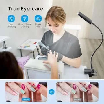 TROND Desk Lamp with Versatility Clamp, 1000LM Clip on Light, 5 Color Modes 5 Brightness Levels, Gooseneck Touch Control with USB Charging Port, 30 Mins Timer for Reading Craft Sewing Work Study Task