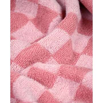 Jacquotha Soft Hand Towels for Bathroom Checkered and Floral, Cotton, Pink