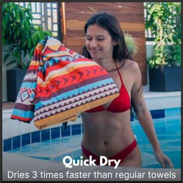 ECCOSOPHY Microfiber Beach Towel -Sand Free Towels are Quick Dry, Light Weight, Super Absorbent-Perf...