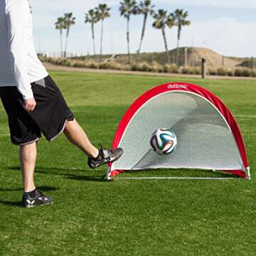 GoSports Portable Pop Up Soccer Goals for Backyard - Kids & Adults - Set of Two 4 ft Nets with Agili...